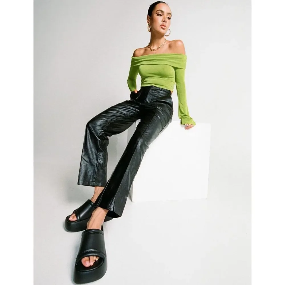 Princess Polly Encore Pants Vegan Leather Black Size 4 - Picture 1 of 10